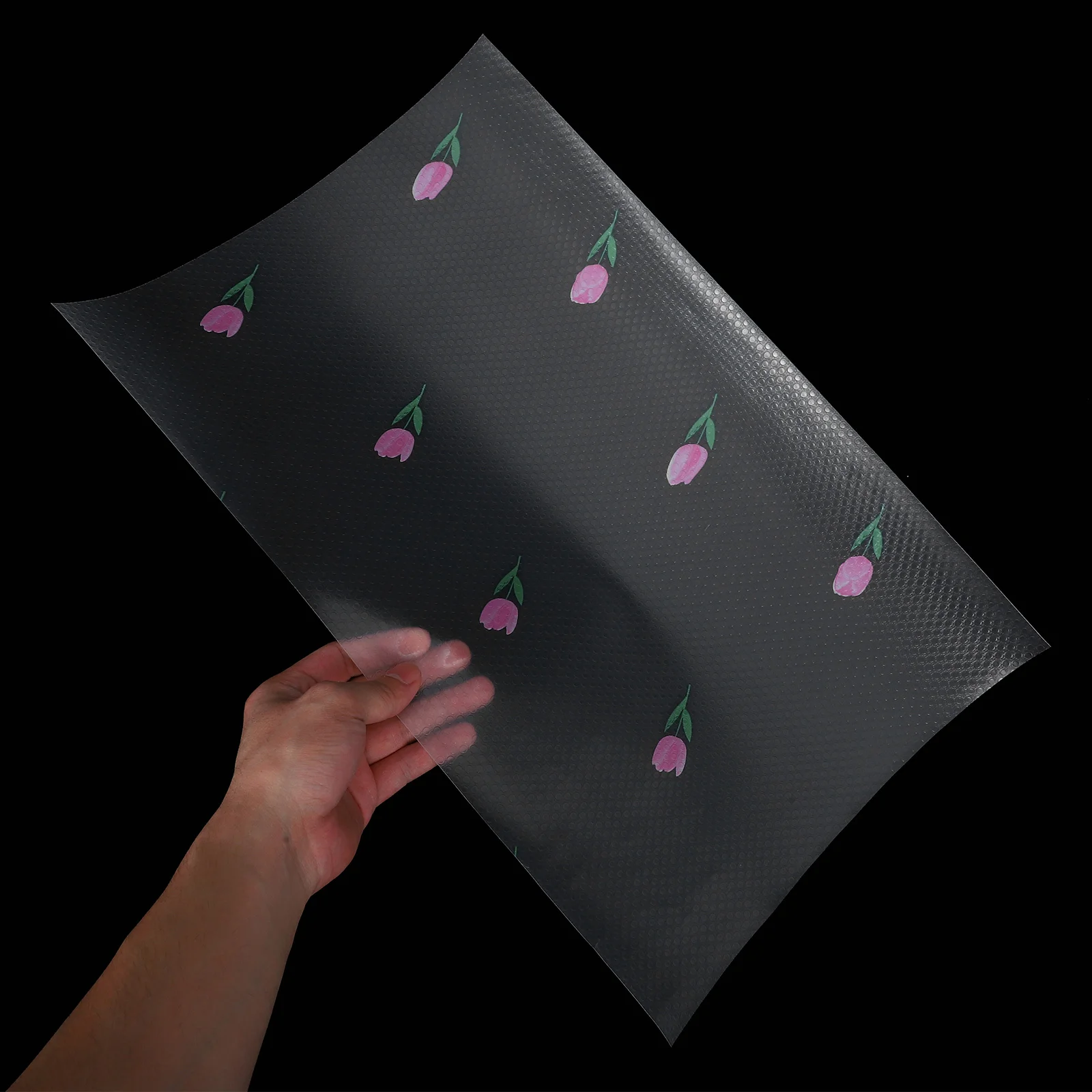 

4Pcs Refrigerator Liners Washable Non-Slip Tulip Flower Shelf Mats 45x30cm Fridge Drawer Liners Waterproof Kitchen Cabinet