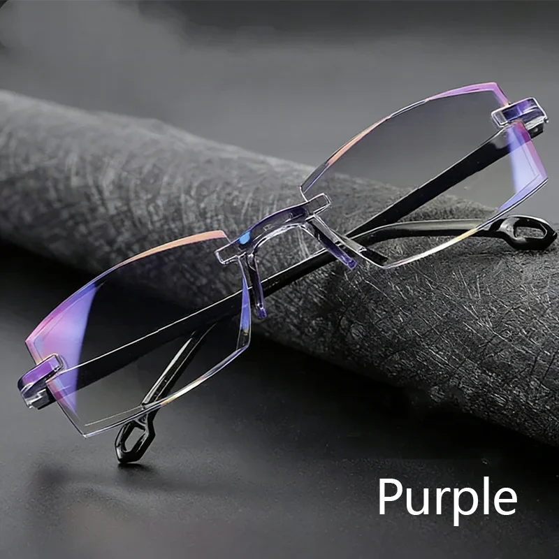 Men's And Women's Borderless Reading Glasses With High-Definition Anti Blue Light Dual Focus Zoom Reading Glasses