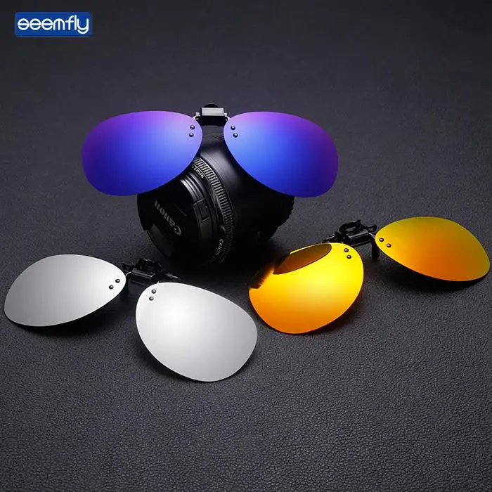 

Seemfly Ultralight Sunglasses Clip Flip-up Lens Driving Glasses Riding Sunglasses for Outside Myopia Sunglasses Night Driving