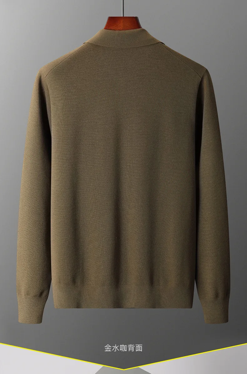 Herren Strickjacke reine Kaschmir jacke Revers Strick pullover mit Reiß verschluss, locker verdickte Langarm Business Casual Herbst Winter – Detail 16