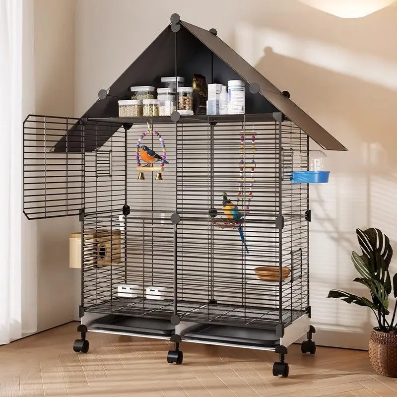 

Bird cage Parrot cage Household small black phoenix thrush starling pearl peony large special bird breeding luxury villa