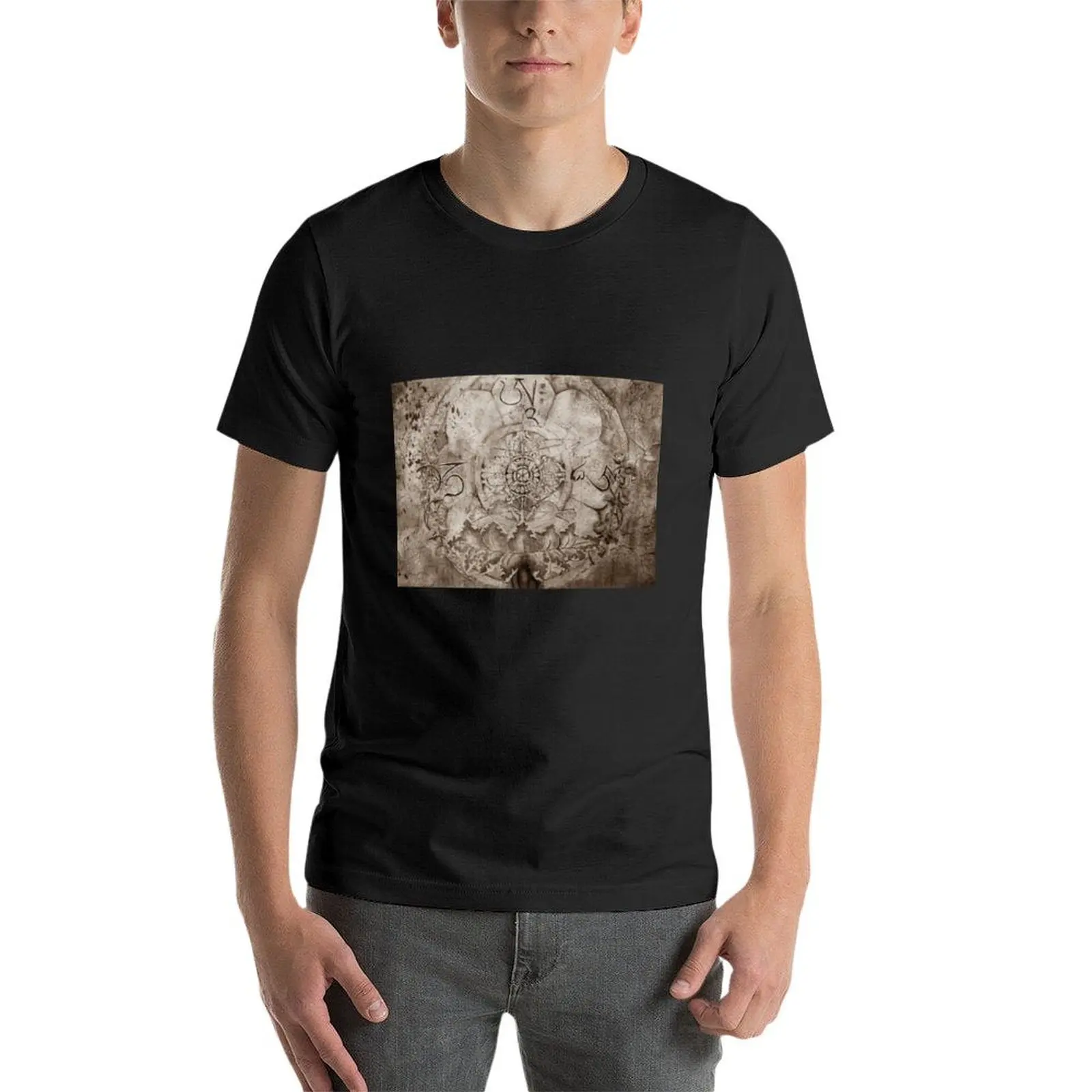 OM AH HUM (sepia) T-Shirt shirts graphic quick drying shirts graphic tee oversizeds mens t shirts pack