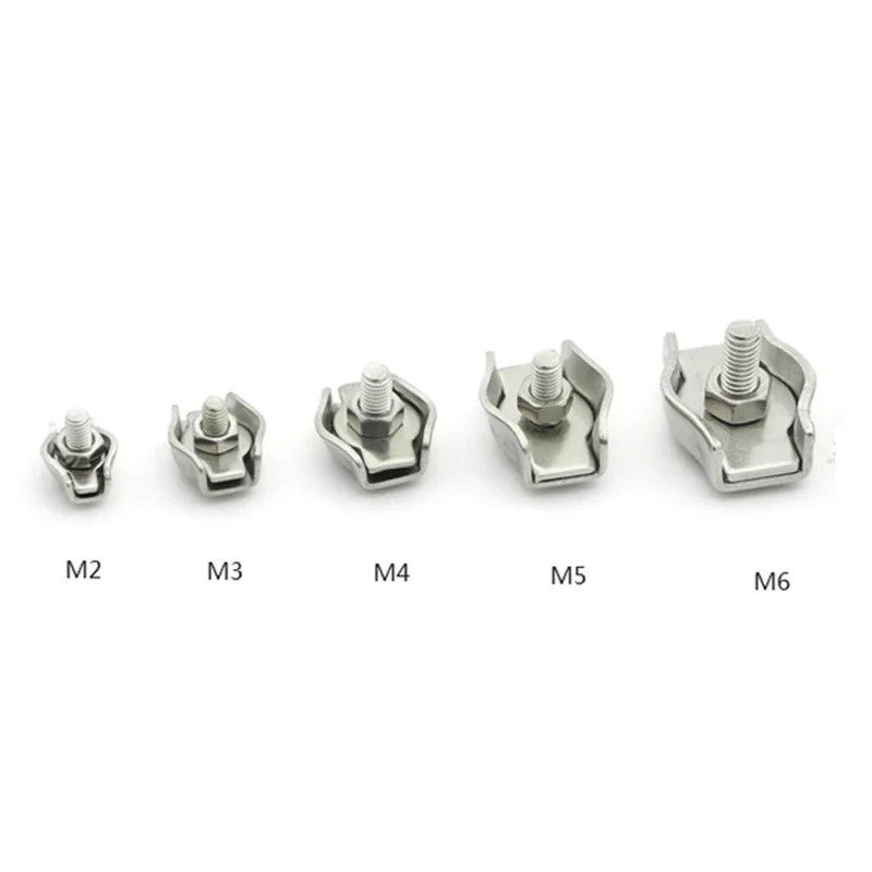 4pcs 304 Stainless Steel Wire Rope Clips Single Clamps M2 M3 M4 M5 M6 For  Wires
