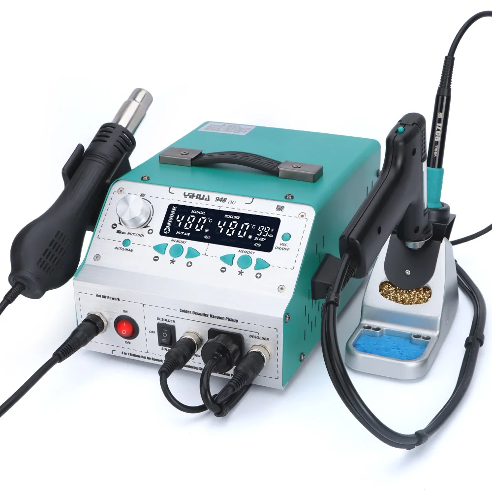 YIHUA 948-II 4 in 1 SMD Smart Hot Air Desoldering Automatic Sleep Suction Tin Soldering Iron Rework Stations view 3