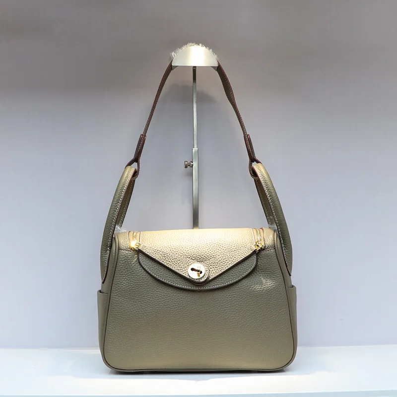 

Lychee patterned doctor's medicine box bag, large capacity retro top layer cowhide Lindi bag, genuine leather shoulder bag