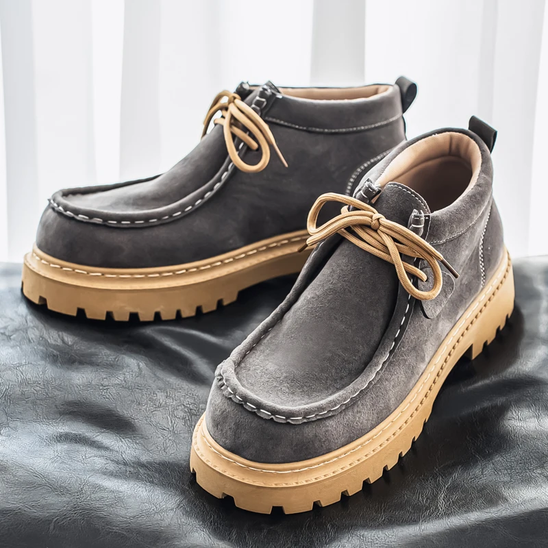 

Winter New Outdoor Men's Shoes with Durable and Non Slip Soles Casual Formal Shoes Suede Men's Fashion Shoes Solid Color Lace Up
