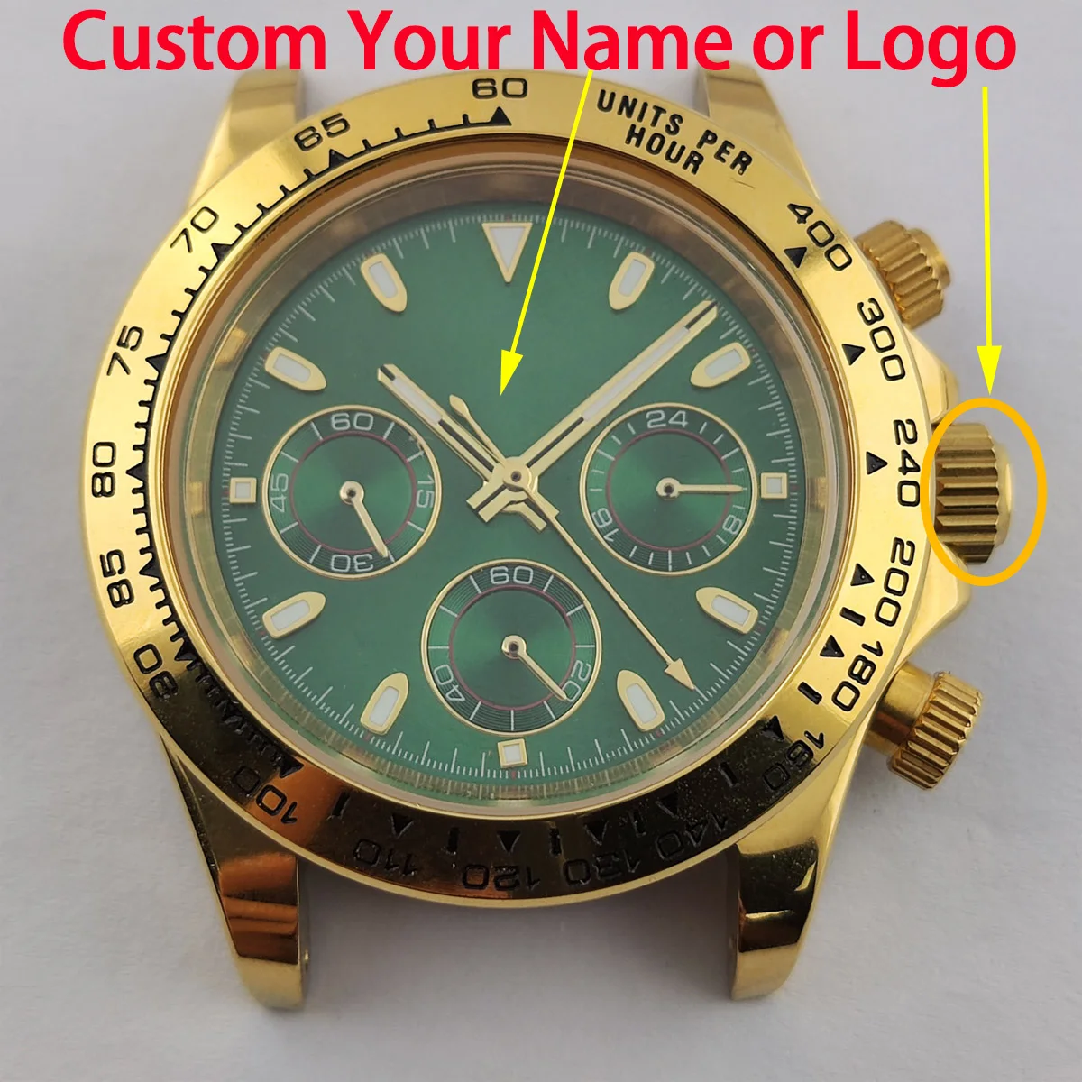 전자 다기능 크로노그래프 시계 케이스, 팬더 다이얼, 일본 쿼츠 시계, vk63 무브먼트, nh36 케이스, 맞춤형 로고, nh35