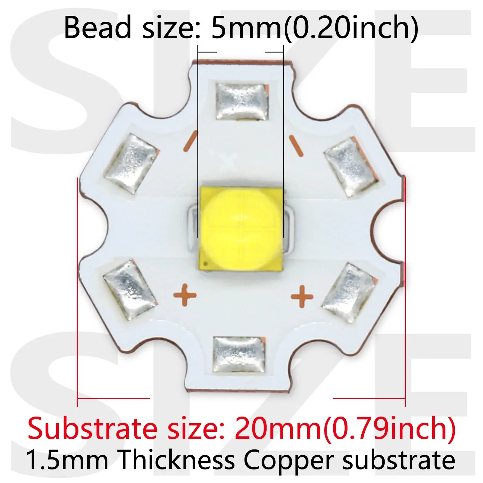 Copper substrate PCB LED Beads 18W Light DC3.6V-4.5V 20mm 5050 Cold White Lamp DIY for Torch Flashlight Headlight Car Lighting