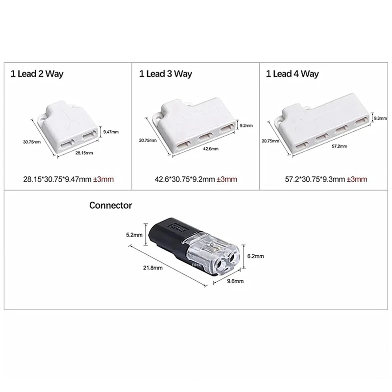 30 عبوة مزدوجة - موصل توصيل سلكي، قابل للتوصيل 2/3/4 دبوس 3 موصلات أسلاك LED موصلات أسلاك الجهد المنخفض سهلة التركيب