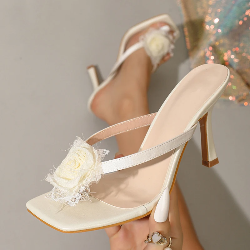 

Liyke уличный стиль, тапочки с квадратным носком и цветочным принтом, женские летние сандалии-гладиаторы, женские шлепанцы, шлепанцы на тонком каблуке