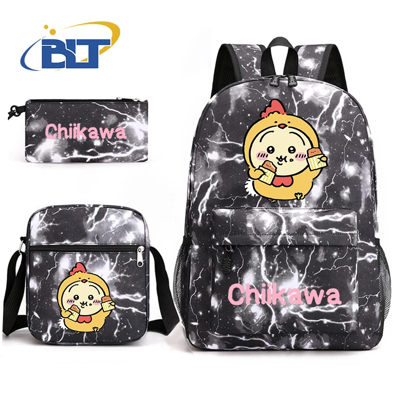 MINISO Chiikawa printed student school bag set children's pencil case backpack shoulder bag three-piece set