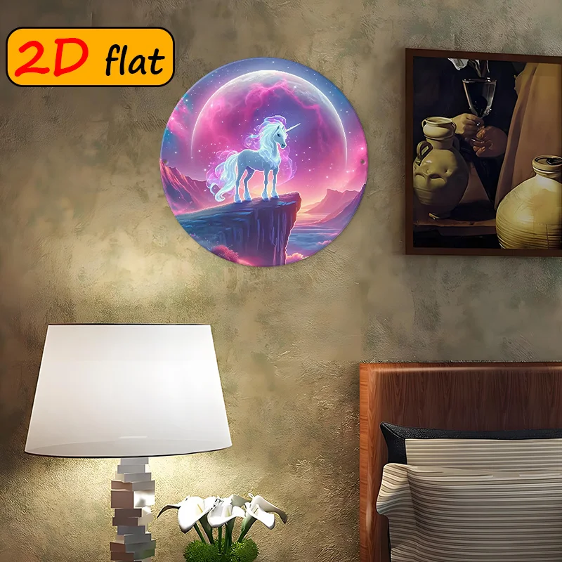 CIFBUY Whimsical Dreamy Unicorn Cosmic Starry 2D Flat Aluminum Wall Art 20x20cm Waterproof Durable Metal Sign for Home Decor