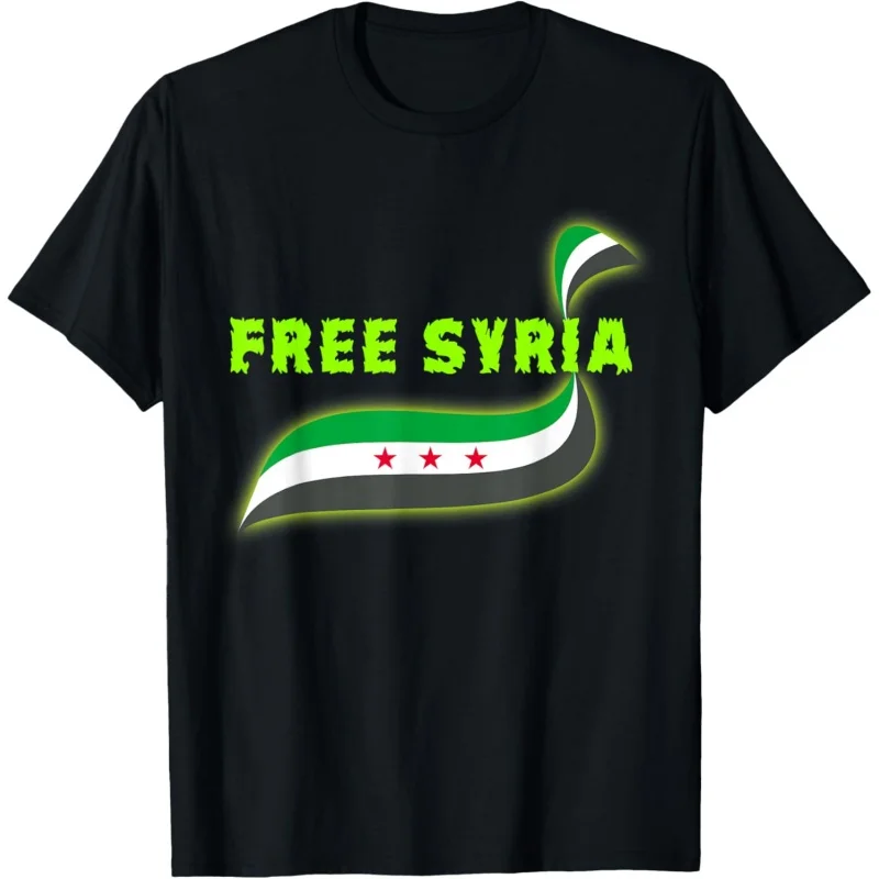 New Syrian Flag Pattern T-Shirt For Men Free Syria 3D Printed Tees Summer Casual Short Sleeves Unisex T Shirts Loose O-Neck Tops