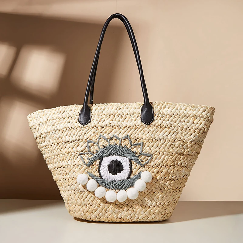 Summer Beach Bags For Women Tote Shoulder Woven Straw Braided Crochet Large Big Luxury Fashion Shopper Shopping Vintage Handbags