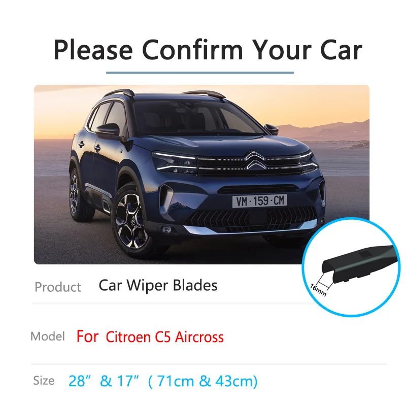 For Citroen C5 Aircross C5Aircross 2017 2018 2019 2020 2021 2022 Windscreen Windshield Accessories Brushes Car Front Wiper Blade