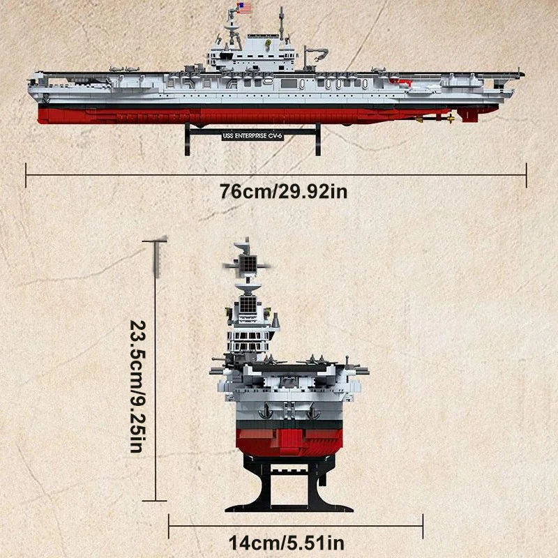 USS CV-6 مؤسسة اللبنات مجموعات ، البحرية العسكرية حاملة الطائرات سفينة حربية الطوب أطقم منمذجة لعب الكبار الاطفال هدية 1883 قطعة