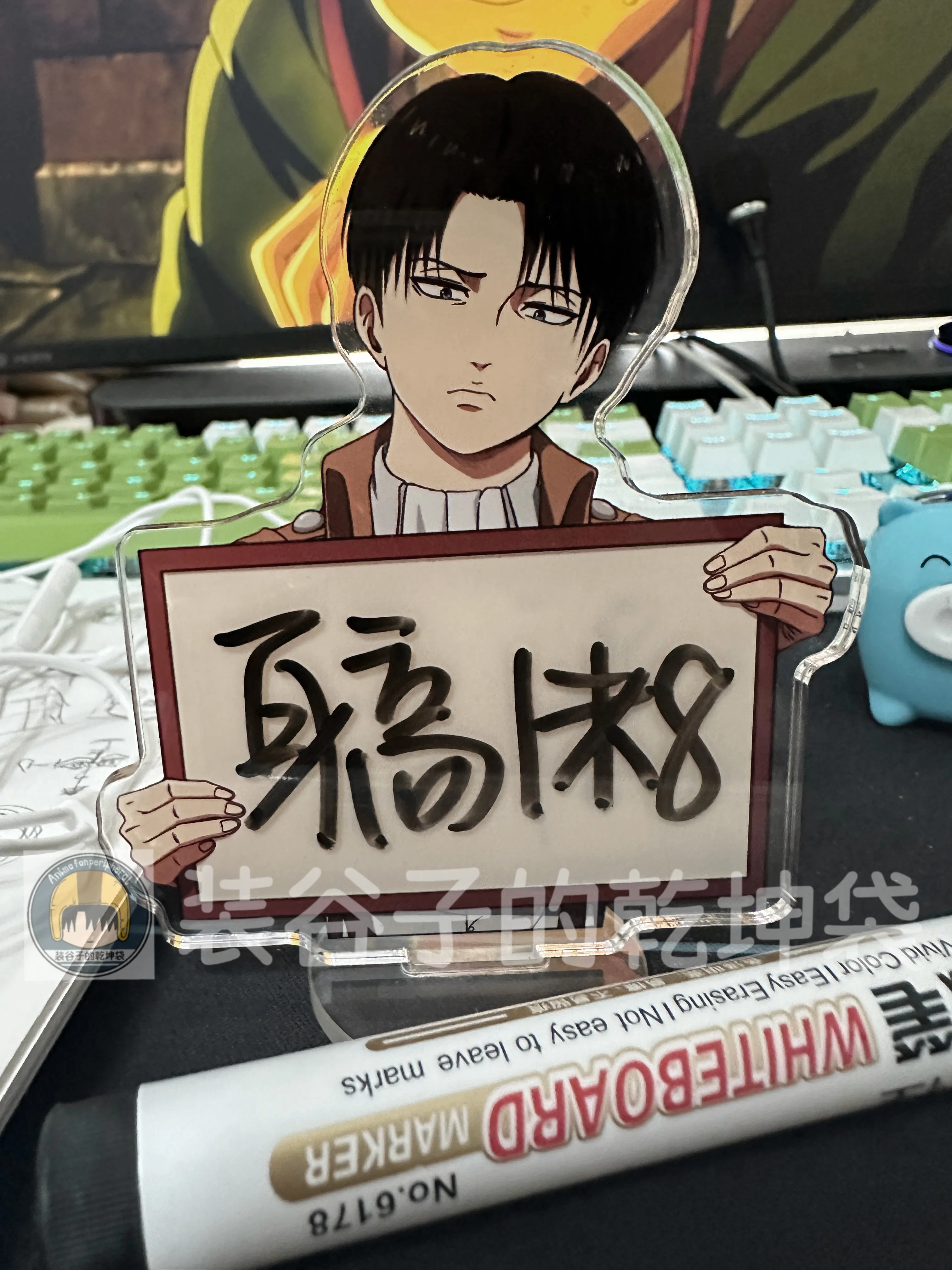 Anime Attack on Titan Levi Ackerman Cosplay Acrylic Two-sided Erasable Message Board Desktop Ornament Mascot Birthday Xmas Gift