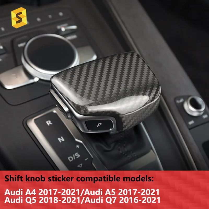 

Накладка на ручку переключения передач, настоящая твердая сухая наклейка из углеродного волокна для Audi A4 A5 2017-20212019 2020 Q5 2018-2021 Q7 2016-2021, устойчивая к царапинам