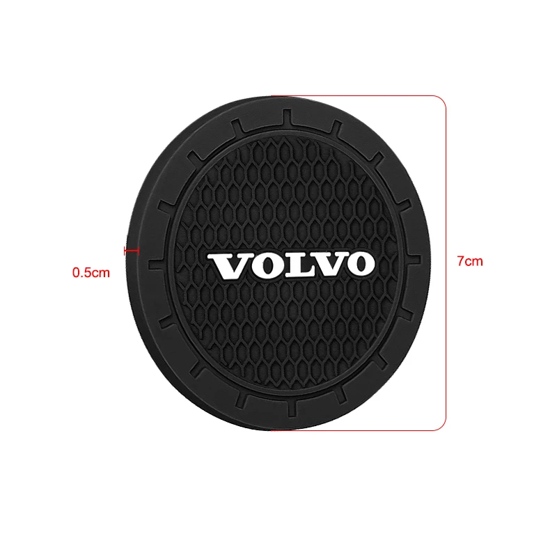 1/2PCS Car Coaster Water Cup Bottle Holder Mat Anti-Slip Pad For Volvo XC90 S60 V40 XC60 S80 S40 V70 V50 S90 T6 V60 V90 XC40 C30