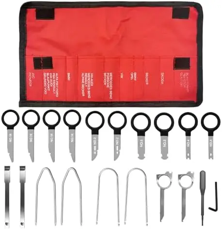 

Набор инструментов для снятия автомагнитолы Sun Walker, 20 предметов – универсальный комплект для установки автомобильных стереосистем, CD-плееров, DVD-плееров и навигаторов