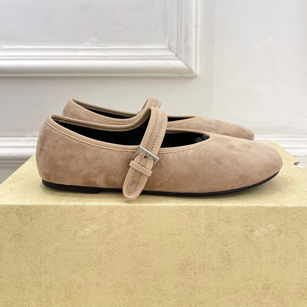 Single-Strap Mary Jane Pumps 2026 Summer New Arrival  Preppy Style  Horsehair Round-Toe Leopard-Print Ballet Flats Bota Feminina