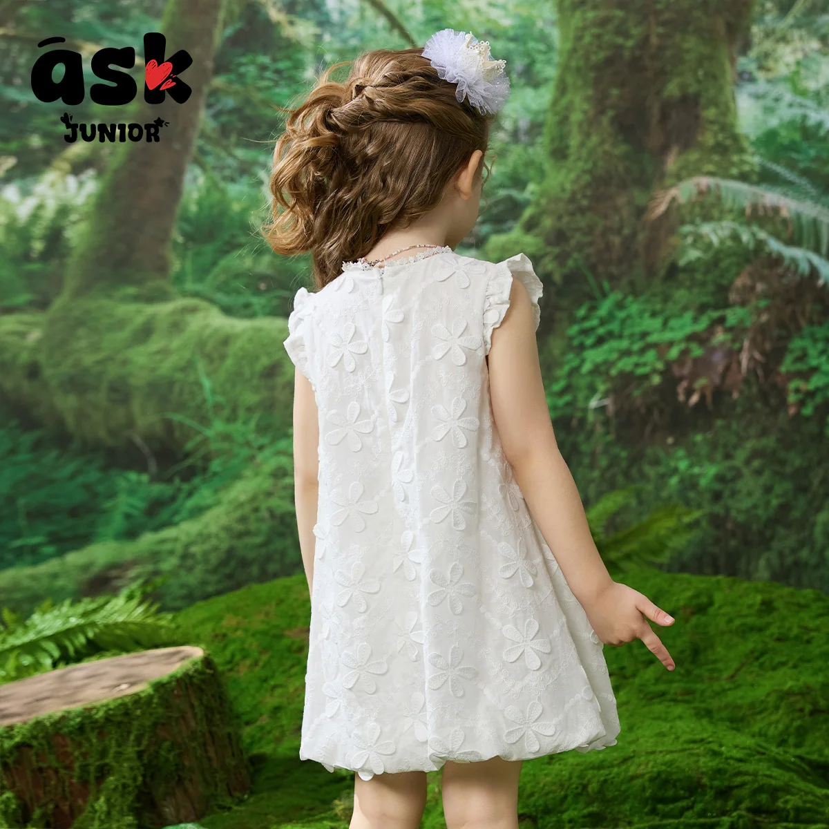 فستان بناتي صيفي ثلاثي الأبعاد لطيف على شكل زهرة #3