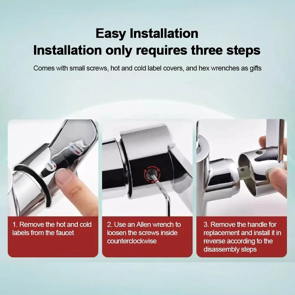 

New Universal Faucet Handle Thicken Silver Quick Open Valve Bathroom Accessories