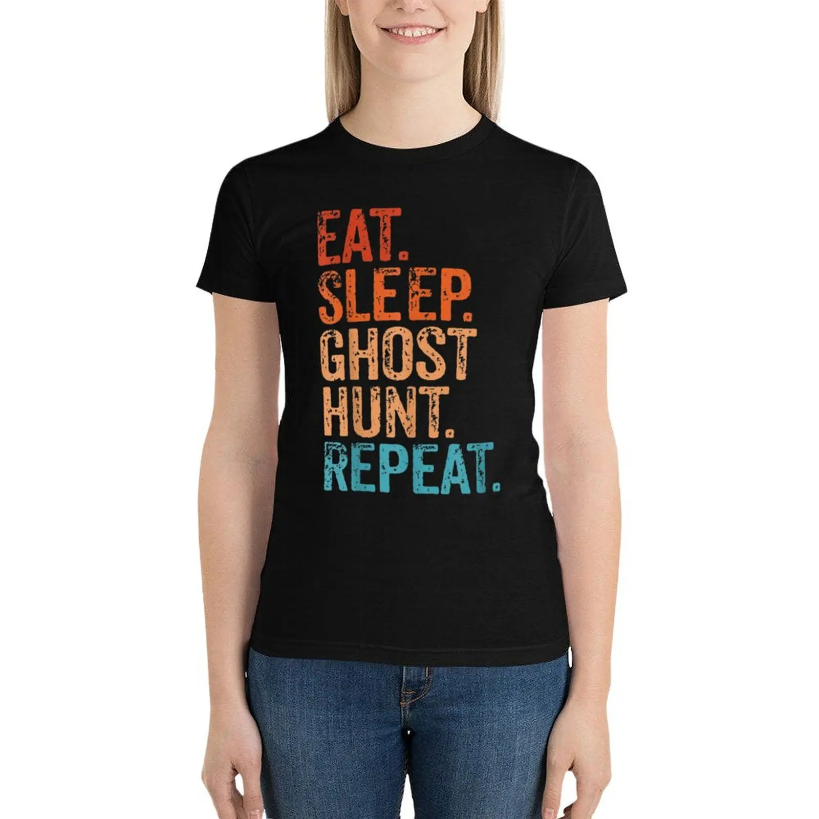 Eat Sleep Ghost Hunt Repeat Funny Vintage T-Shirt vintage clothes lady clothes clothes for Women