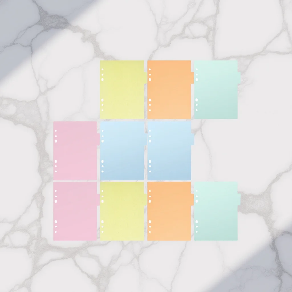 

2Pcs Colorful Index Page Divider Tab Cards Extra Wide for Notebook Memo A5 Paper Refills Binder Organizer Tab Cards