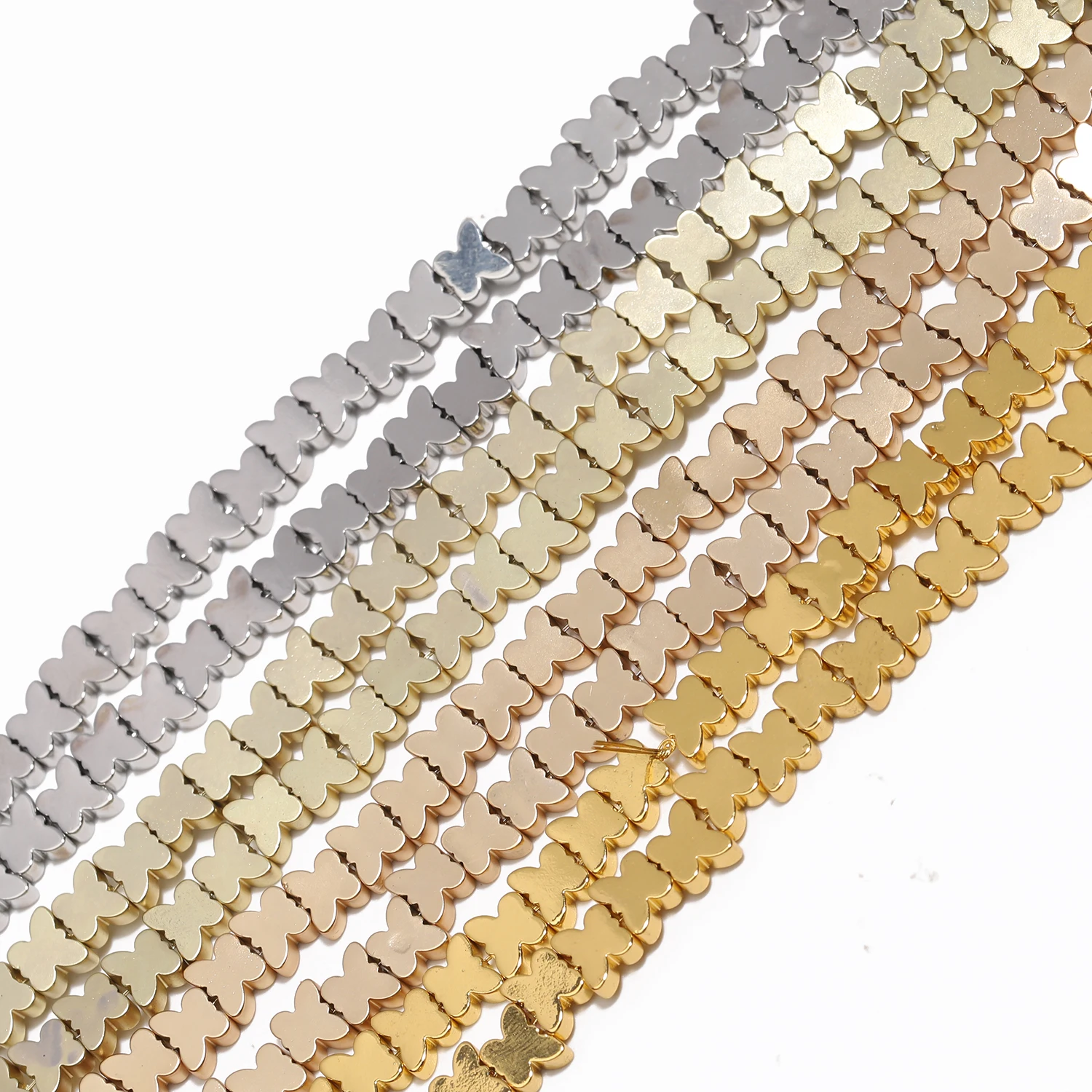 6x5mm Butterfly Shape Natural Stone Plated Gold Silver Hematite Beads For DIY Jewelry Making Bracelet Necklace Accessory