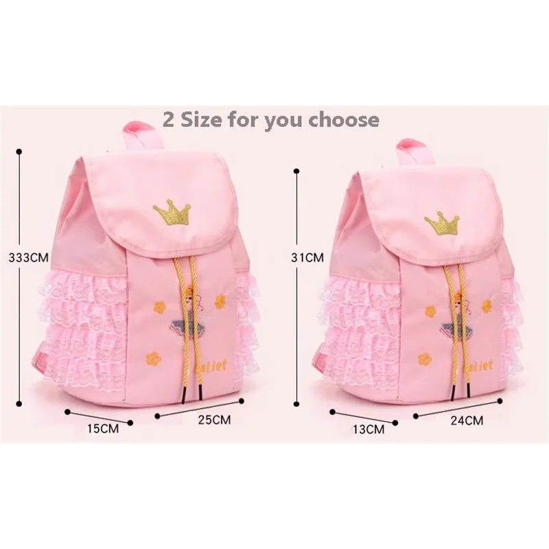 Kids Ballet Dance Gym Princess Crown Duffle Bag Girls Sports Drawstring Dancing Package Backpack Barrels Storage Daypack Handbag