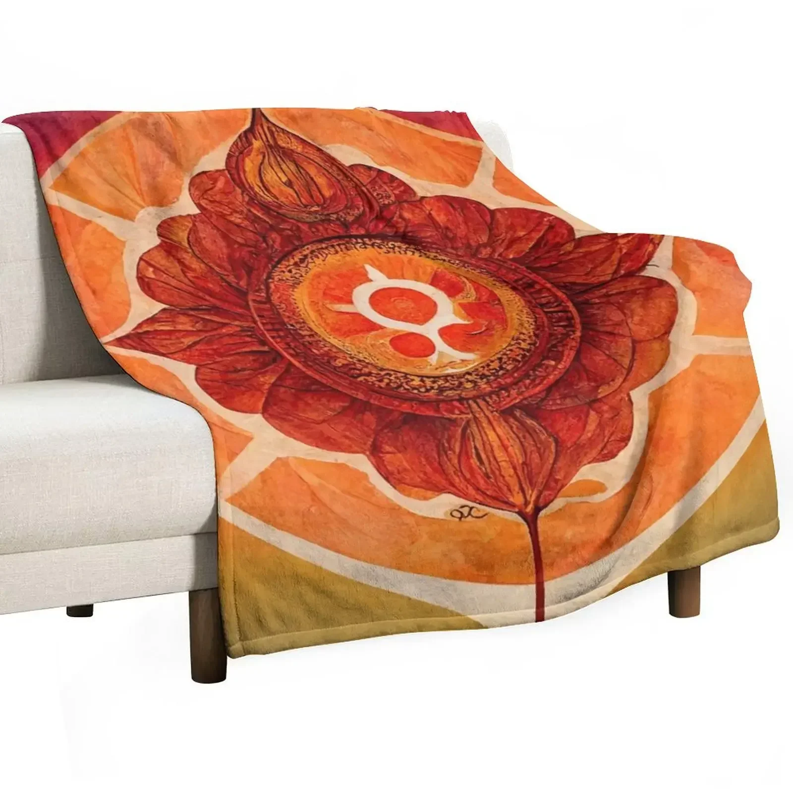 Orange Chakra Energy Throw Blanket halloween decorative Blankets