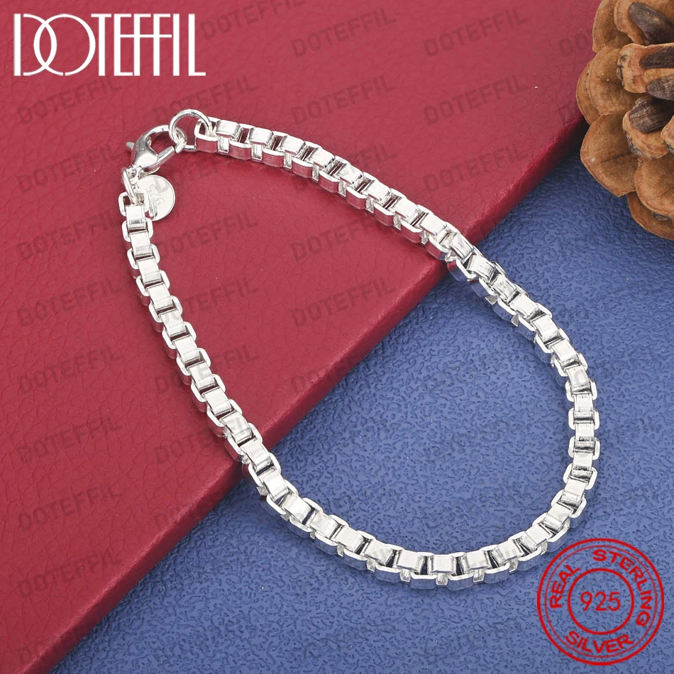 

Браслет-цепочка из стерлингового серебра 925 пробы, 8 дюймов, 4 мм, для мужчин и женщин, подарок на свадьбу или вечеринку, ювелирное украшение