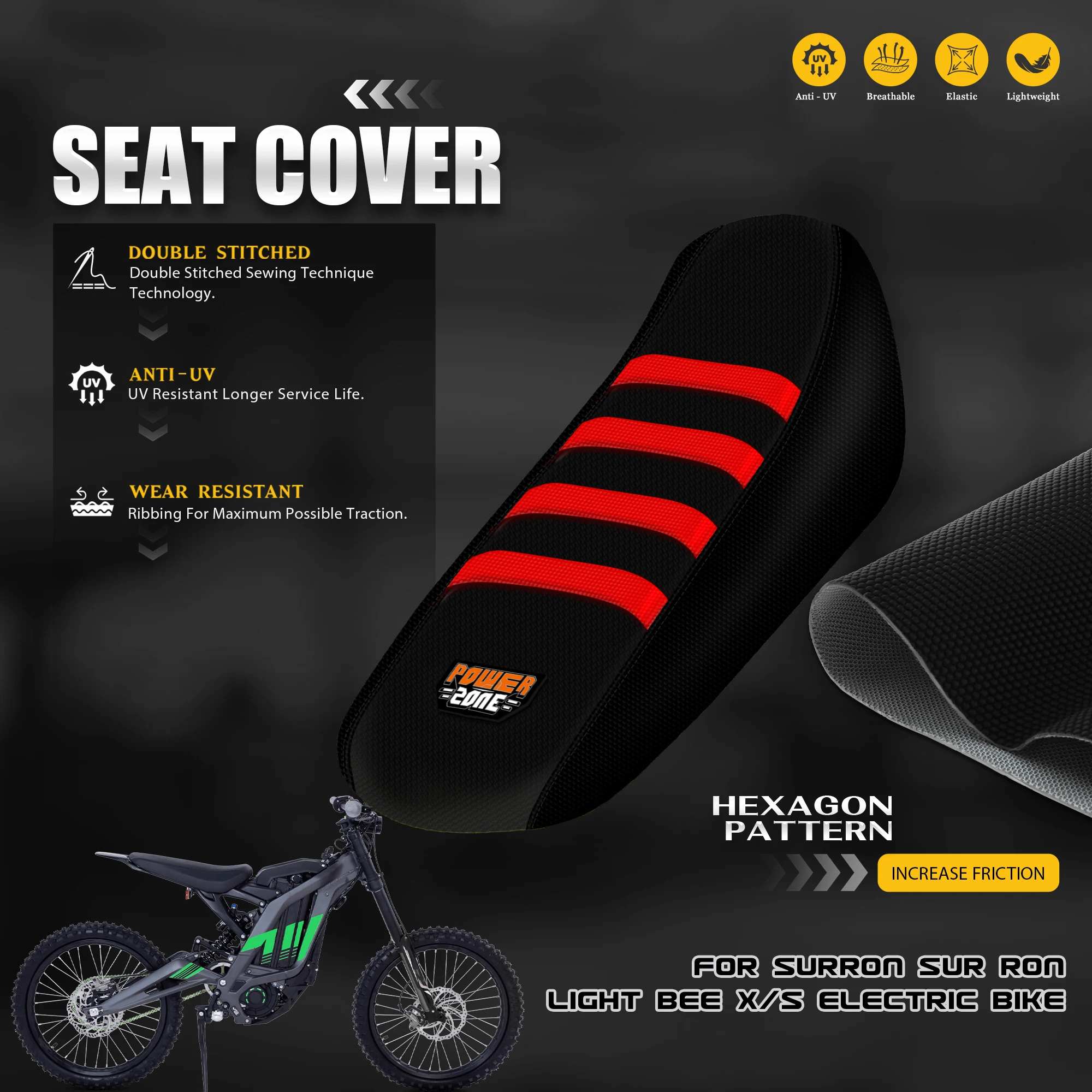 

SPACE Electric Dirt Pit Bike Seat Cover for Sur Ron Light Bee X S Waterproof Non-slip Seat Cushion Motorcycle Accessories
