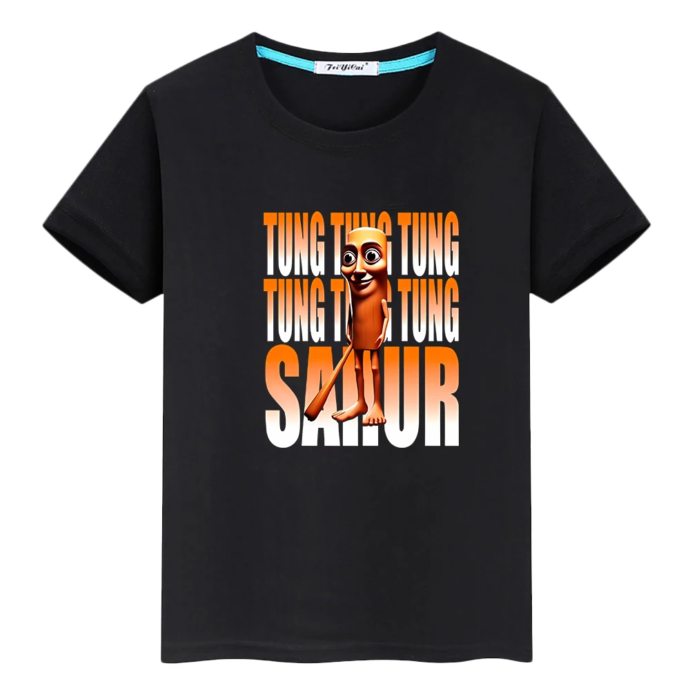 تي شيرت للأطفال الأولاد 10 سنوات تونغ تونغ ساهر طباعة 100% قطن لطيف بلايز كارتون الهالوين تيز y2k أنيمي ملابس أطفال قصيرة فتاة