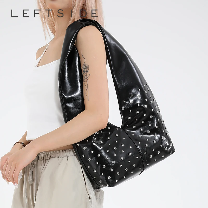 

LEFTSIDE Rivets Design Punk Style PU Leather Underarm Bags for Women 2025 New Trend Female Shoulder Bag Handbags and Purses