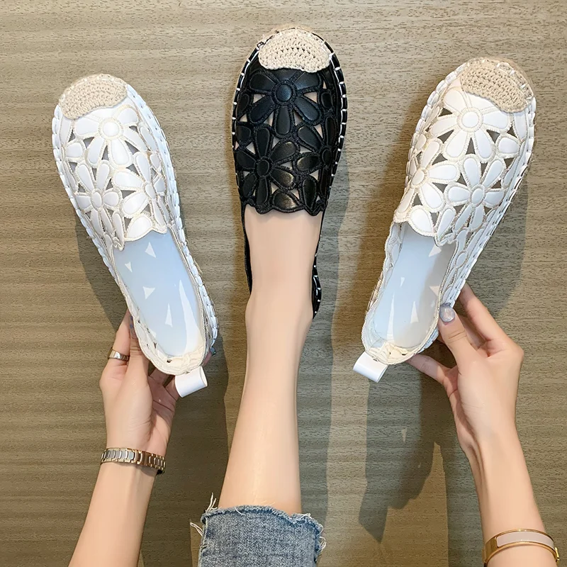 Women Flat Shoes 2023 Spring Retro Hollow Breathable Women Oxford Shoes Fahsion Platform Slip on Women Casual Espadrilles Shoes