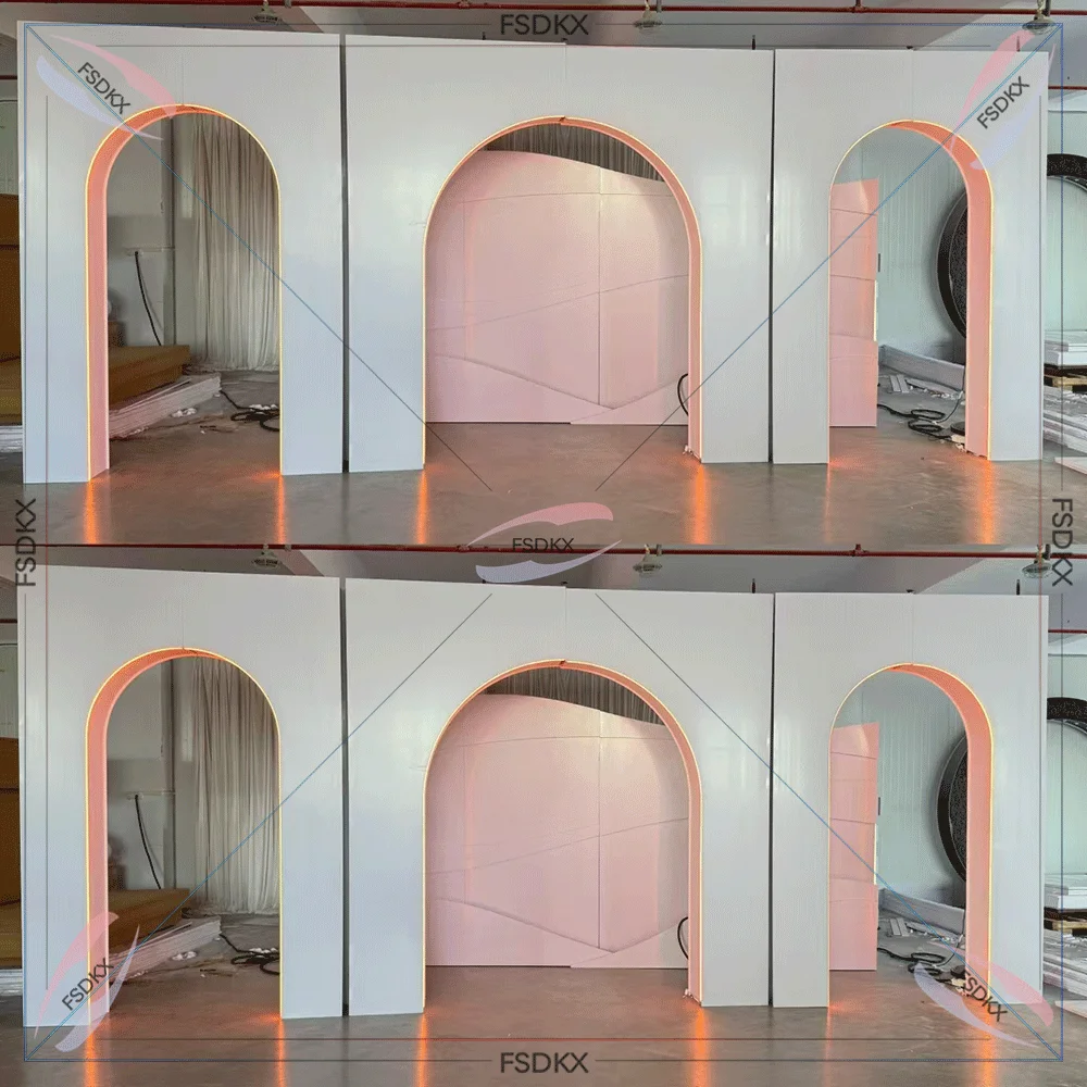 Customized Arc Arch Design Backdrop Pvc White Wedding Background Luxury Acrylic Wedding Backdrop For Christmas