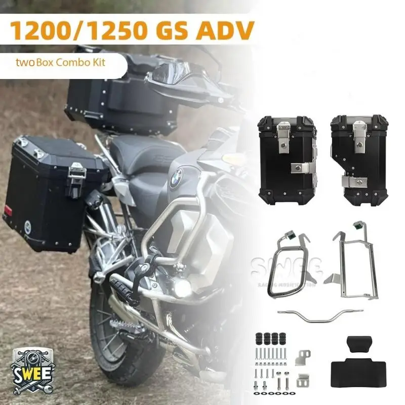 35L Motorcycle Trunk Helmet Box Top Tail Rear Side Box Tool Cases Lock Side Rear Luggage Rack For BMW 1200GS/1250GS/1300GS