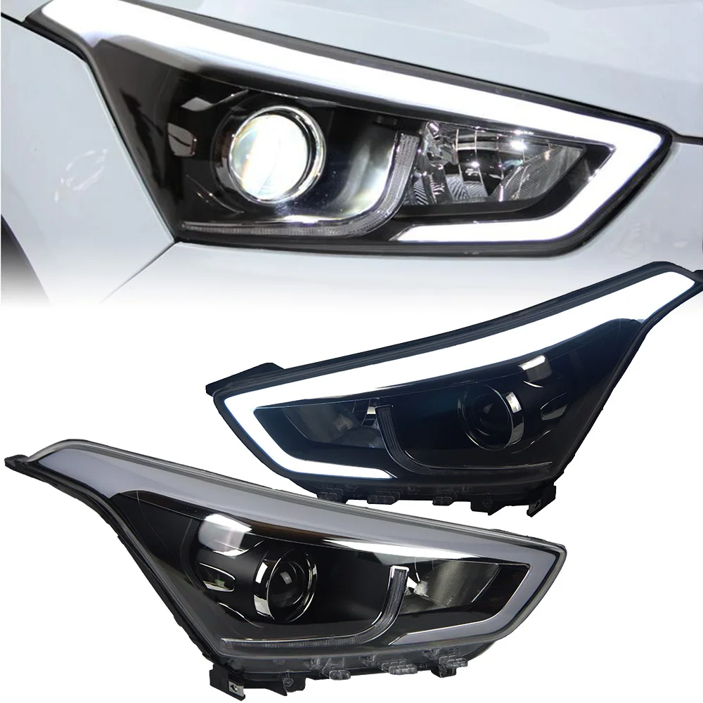 Headlight For Creta IX25 2014-2018 Car автомобильные товары LED DRL Hella Xenon Lens Hella Hid H7 Car Accessories