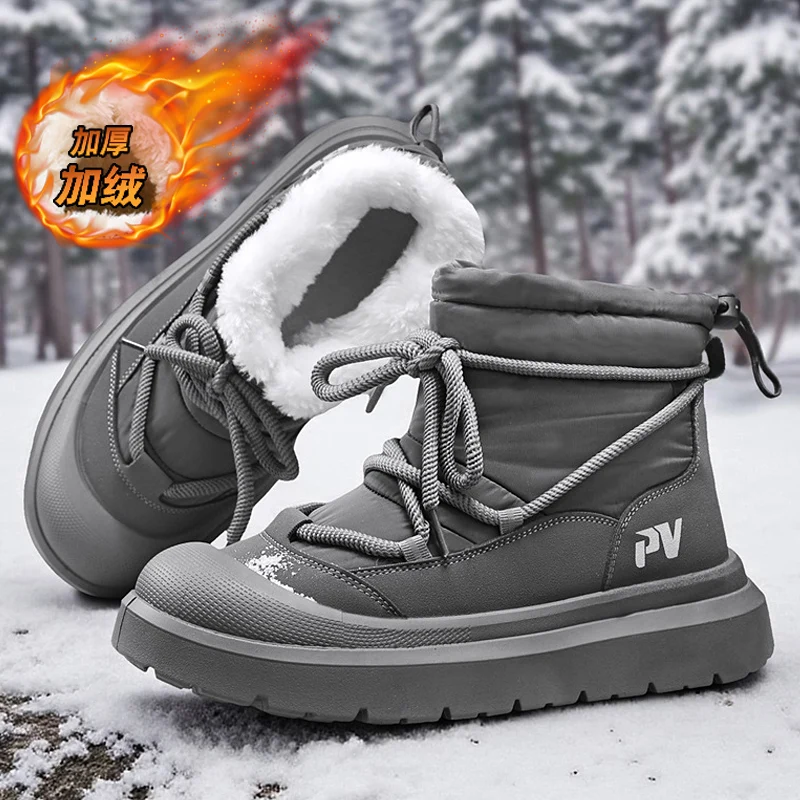 

2025Mens Snow Boots Casual Shoes Ankle Fur Warm Leather Cowboy Combat Motorcycle Chelsea Winter Outdoor Hiking Designer Luxury