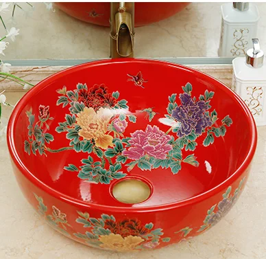 Bathroom Cloakroom Chinese Handmade Europe Vintage Ceramic Lavabo Bathroom Sink wash basin bowl