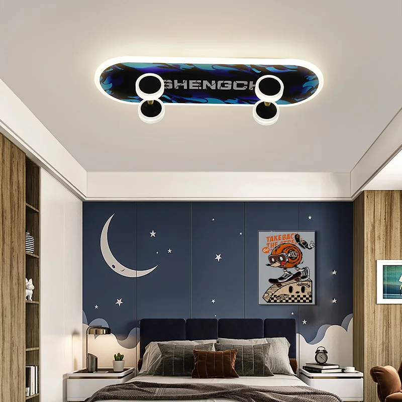 Imagem -04 - Skateboard Led Ceiling Light para Crianças Lustres Modernos para Crianças Quarto Regulável Sala de Estar