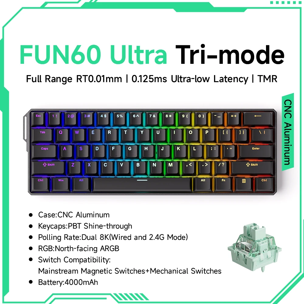 MonsGeek FUN60 メカニカルキーボード 磁気スイッチ 60% ゲーミング