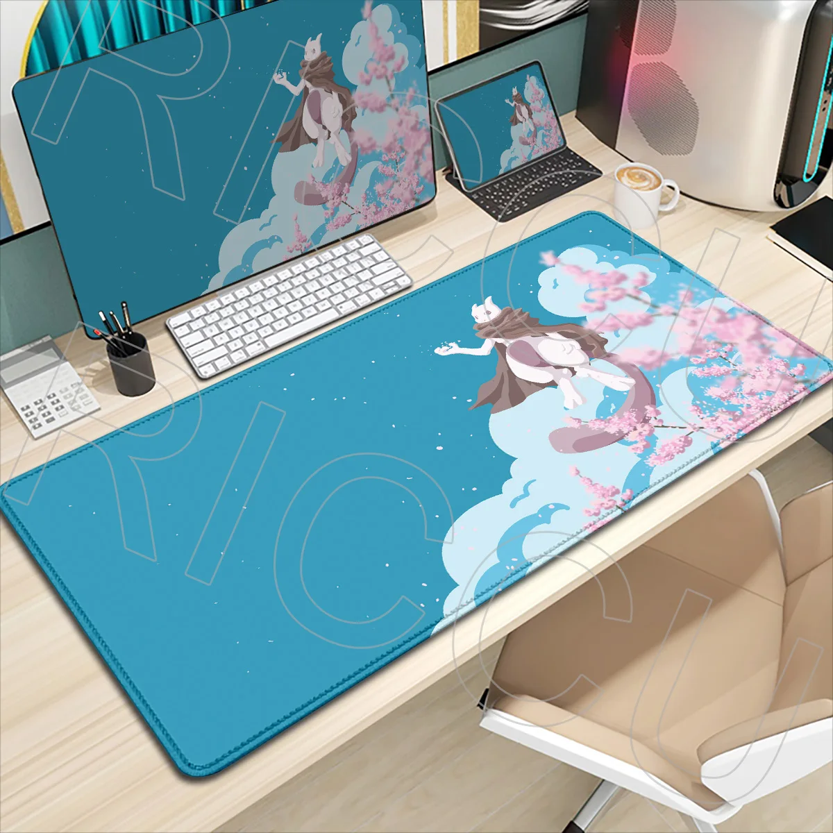 

HD Print Pokemon Anime Large Mewtwo Mouse Pad XXL Minimalist Style Mousepad Computer Keyboard Pad Gaming PC Accessories Desk Mat