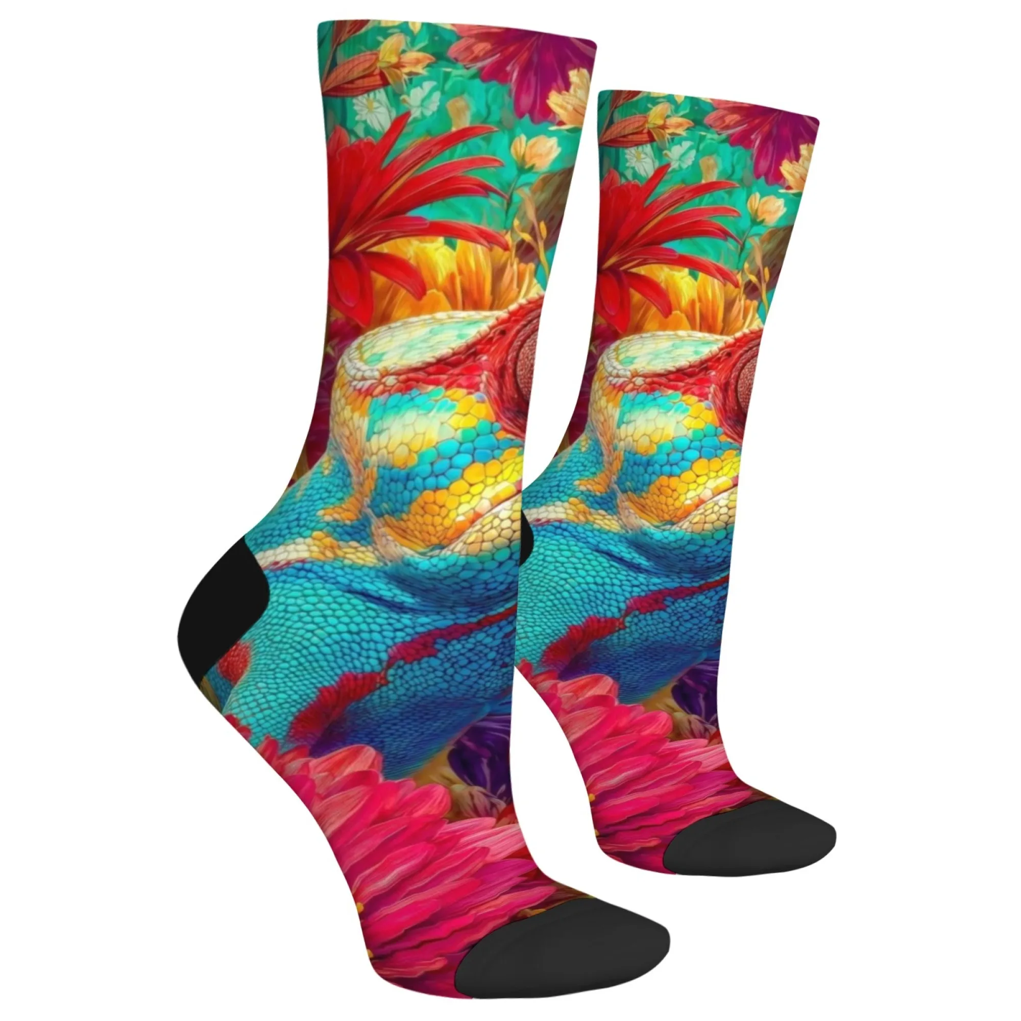 Художественные красочные носки-хамелеоны с цветочным рисунком и винтажными тонами, эластичные мягкие унисекс для повседневной повседневной носки