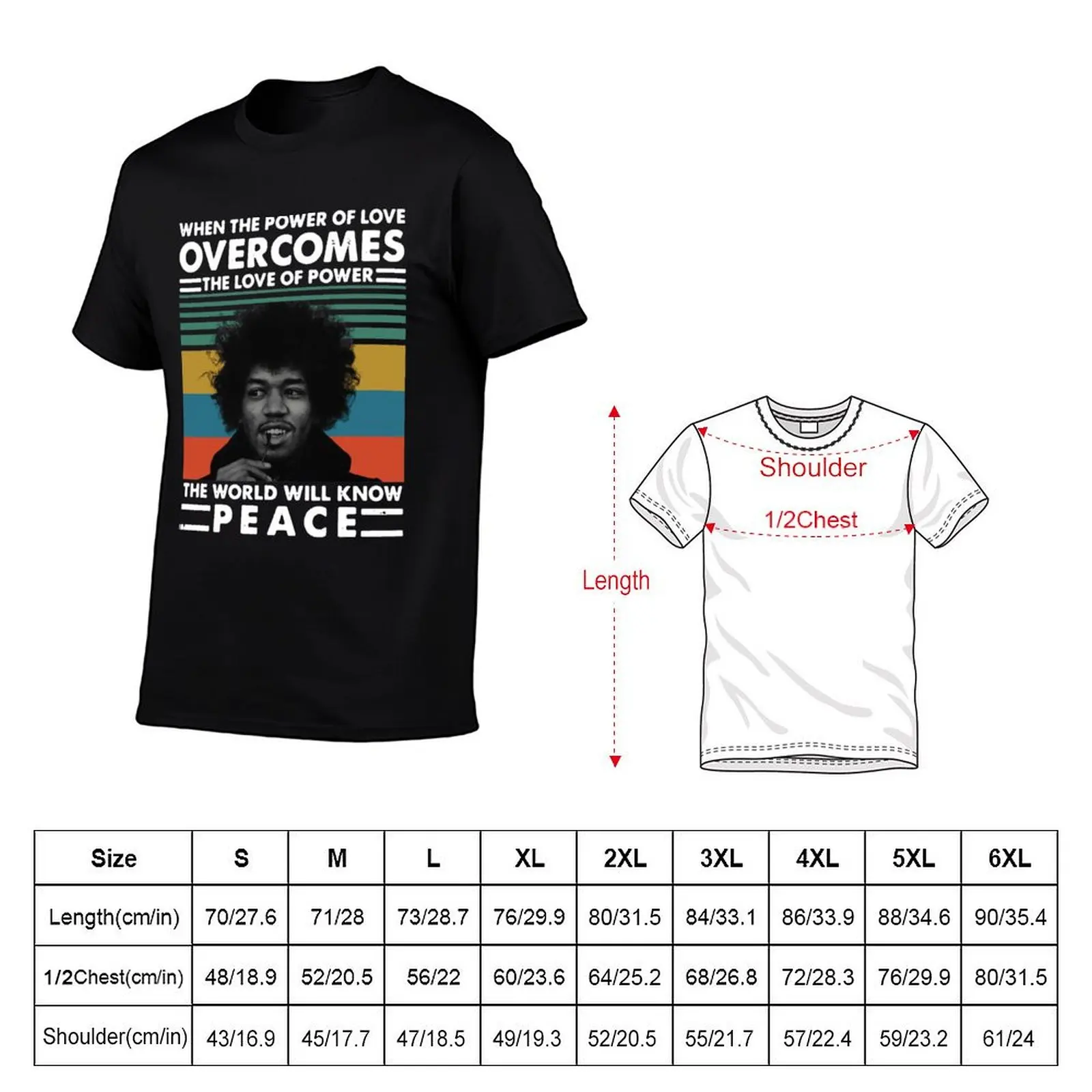 من The Overcomes Know The Will Power Vintage، Peace World When of The Love Love Jimi T-shirt Design