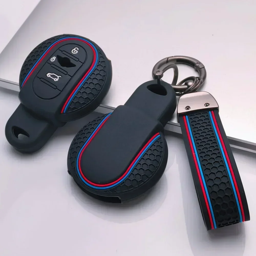 Silicone Shell Fob Holder Accessories for BMW Mini Cooper F55 F56 F57 F54 F60 JCW Clubman Countryman Car Remote Key Case Cover view 4