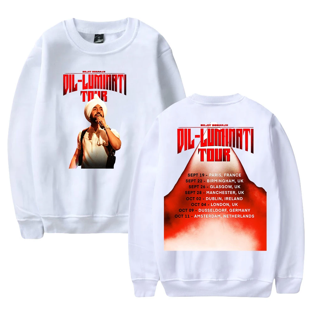 Diljit Dosanjh dil-luminati Tour Europa 2024 Merch Crewneck ropa de calle de manga larga para hombres y mujeres, sudadera, ropa de Hip Hop