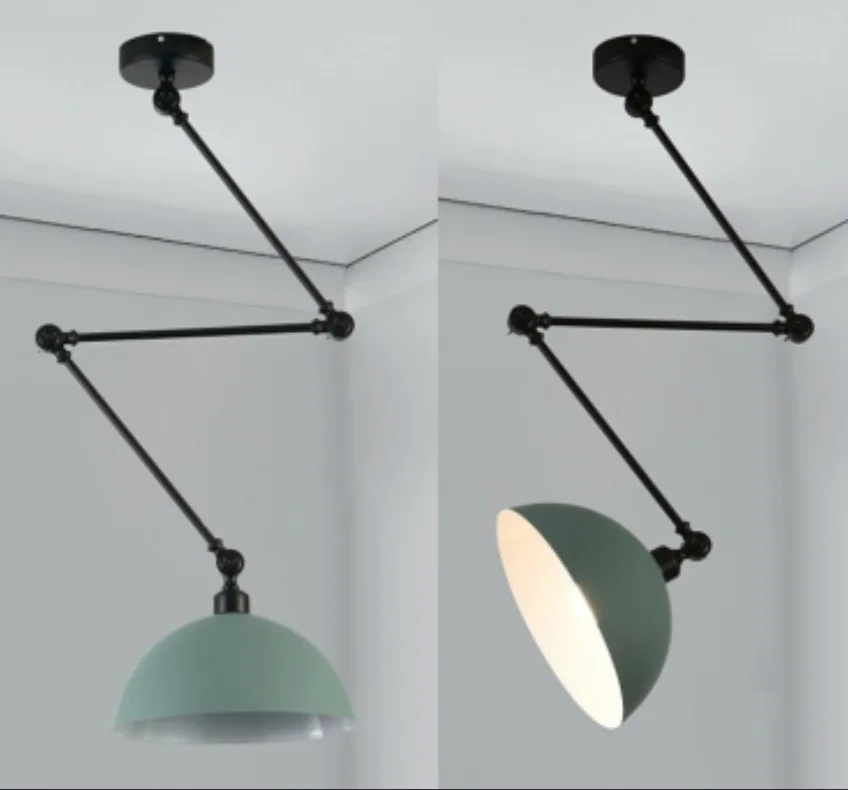 Nordic Design Ajustável Braço Longo Pendant Light, Aranhas de alumínio, Lâmpada de teto LED, Sala de estar Quarto e Sala de jantar